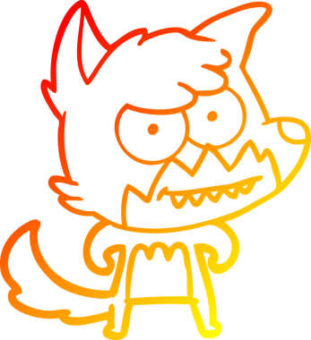 Bir insan tarafından çizilmiş sırıtan bir tilkinin sıcak çizgi çizimi