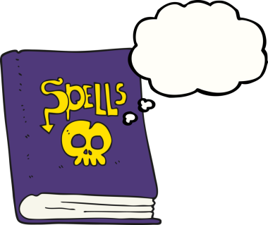 Bir insan tarafından çizilmiş serbest çizim balon çizgi film büyü kitabı