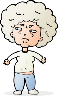 Bir insan tarafından çizilmiş yaşlı bir kadını rahatsız eden çizgi film.