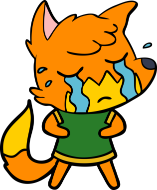 Bir insan tarafından çizilmiş tilki çizgi film karakteri