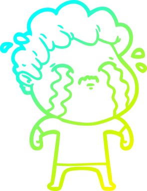 Bir insan tarafından çizilmiş ağlayan bir çizgi film karakteri çizimi.