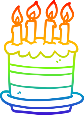 gökkuşağı gradyan çizgisi bir insan tarafından çizilmiş bir doğum günü pastası