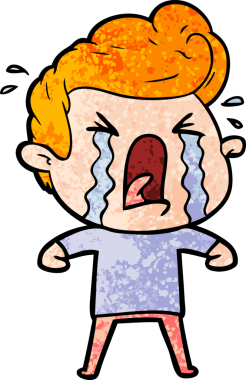 Bir insan tarafından çizilmiş ağlayan bir karikatür.