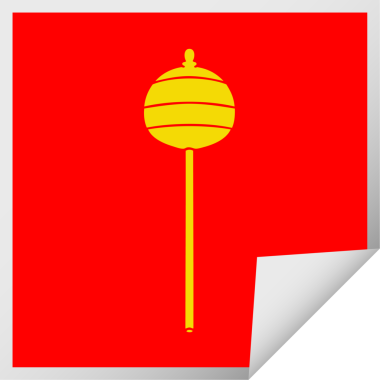 Bir insan tarafından çizilmiş kare soyulmuş tuhaf çizgi film altın asası.