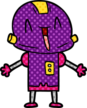 Bir insan tarafından çizilmiş çizgi film robotu