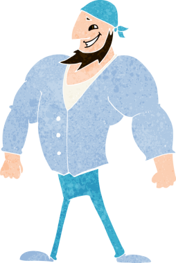 Bir insan tarafından çizilmiş karikatürcü denizci.