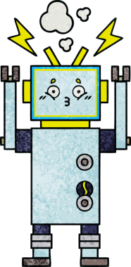 Bir insan tarafından çizilmiş bir robotun retro grunge dokusu