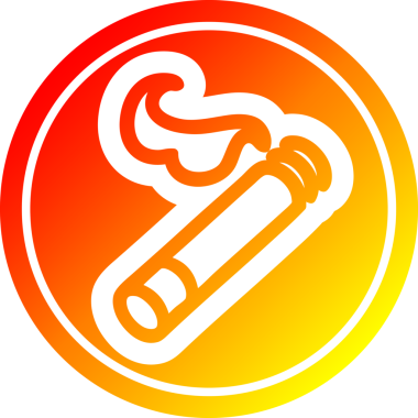 Bir insan tarafından çizilmiş sıcak eğimli sigara dairesel simgesi