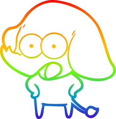 Gökkuşağı gradyan çizgisi bir insan tarafından çizilmiş şirin bir fil çizimi