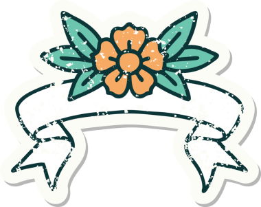 Bir insan tarafından çizilmiş çiçeğin bayrağını taşıyan eski bir etiket.