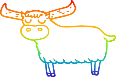 gökkuşağı gradyan çizgi çizimi bir insan tarafından çizilmiş bir boğa