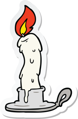 Bir insan tarafından çizilmiş karikatür mumunun çıkartması.