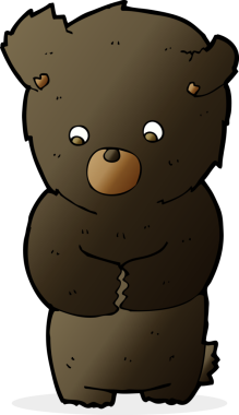 Bir insan tarafından çizilmiş sevimli çizgi film kara ayısı.