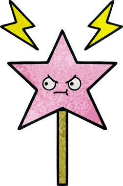 Bir insan tarafından çizilmiş sihirli bir değneğin retro grunge dokusu