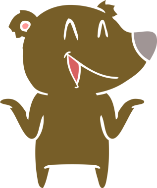 Gülen ayı düz renkli çizgi film bir insan tarafından çizildi.