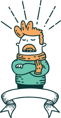 Bir insan tarafından çizilmiş eşarp takan dövmeli bir adam.