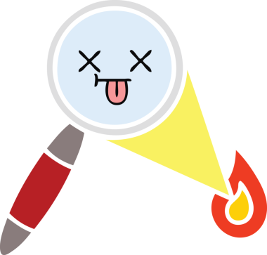 Bir insanın çizdiği büyüteçin düz renkli retro karikatürü