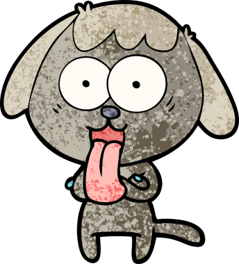 Bir insan tarafından çizilmiş şirin bir çizgi film köpeği.