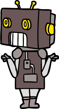 Bir insan tarafından çizilmiş çizgi film robotu