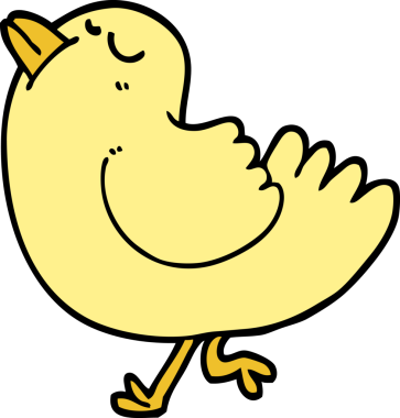 Bir insan tarafından çizilmiş el çizimi karikatür tarzı kibirli bir kuş.