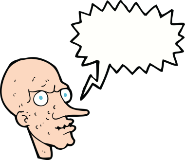 Bir insan tarafından çizilmiş konuşma balonlu kötü yaşlı adam çizgi filmi.