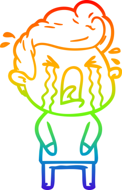 Bir insan tarafından çizilmiş ağlayan bir adamın çizdiği gökkuşağı gradyan çizgisi.