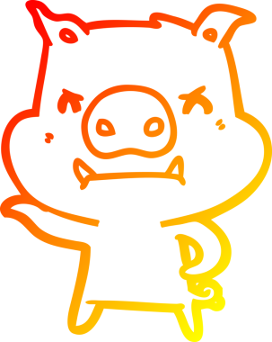 Bir insan tarafından çizilmiş kızgın çizgi film domuzu çizimi.