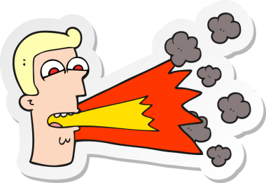 Bir insan tarafından çizilmiş bağıran bir karikatür çıkartması.