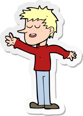 Bir insan tarafından çizilmiş mutlu bir adamın çıkartması.