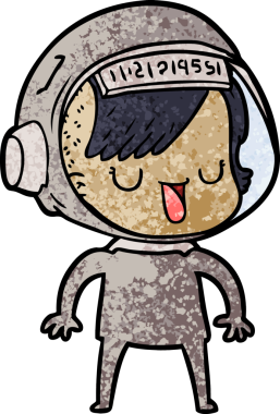 Bir insan tarafından çizilmiş astronot kadın.