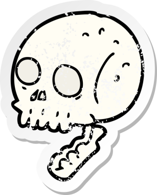 Bir insan tarafından çizilmiş ürkütücü bir karikatür çıkartması.