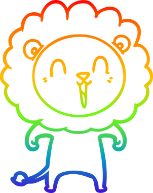 Bir insan tarafından çizilmiş gülen aslan çizgi çizimi.