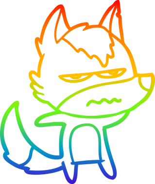 Gökkuşağı gradyan çizgi çizimi Bir insan tarafından çizilmiş rahatsız kurt