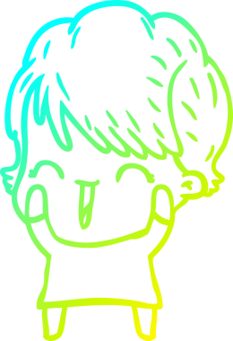 Bir insan tarafından çizilmiş gülen bir karikatür çizimi.