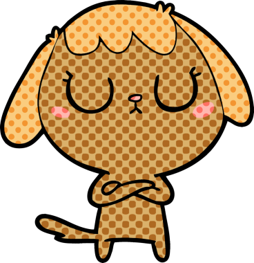 Bir insan tarafından çizilmiş şirin bir çizgi film köpeği.