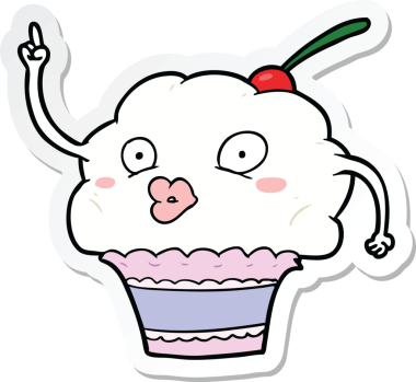 Bir insan tarafından çizilmiş bir kek etiketi.