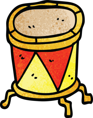 Bir insan tarafından çizilmiş karikatür davulu.