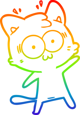 gökkuşağı gradyan çizgi çizimi bir insan tarafından çizilmiş sürpriz bir kedi