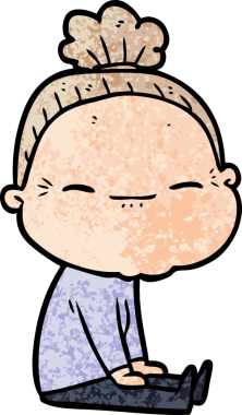 Bir insan tarafından çizilmiş barışçıl yaşlı bir kadın.