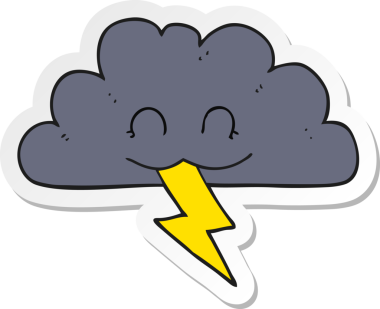 Bir insan tarafından çizilmiş bir karikatür fırtına bulutunun çıkartması.