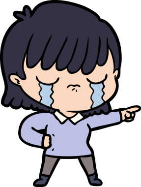 Bir insan tarafından çizilmiş ağlayan çizgi film kadını.