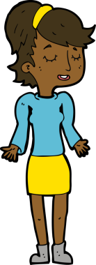 Bir insan tarafından çizilmiş omuz silken çizgi filmdeki kadın.