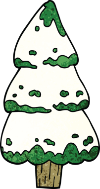 Bir insan tarafından çizilmiş çam ağaçları.