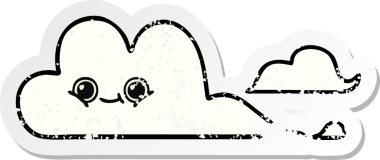 Bir insan tarafından çizilmiş şirin bir karikatür bulutunun sıkıntılı çıkartması.