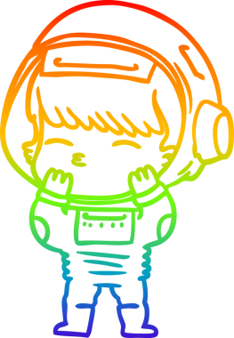 gökkuşağı gradyan çizimi bir insan tarafından çizilmiş meraklı astronot çizgi