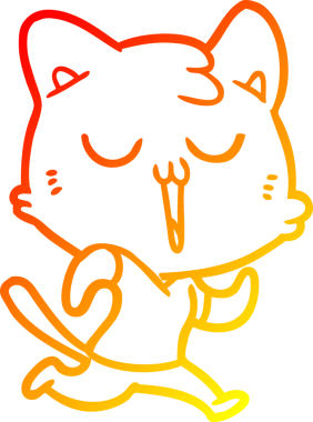 Bir insan tarafından çizilmiş çizgi film kedisinin sıcak çizgi çizimi