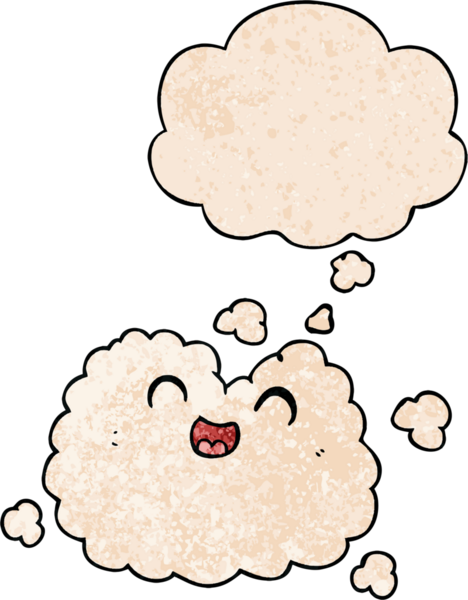 çizgi film mutlu duman bulutu düşünce baloncuğu ile grunge doku tarzı bir insan tarafından çizilmiş