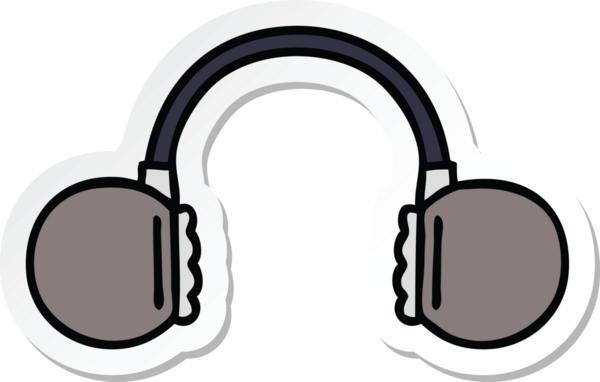 Bir insan tarafından çizilmiş sevimli bir çizgi film kulaklığının çıkartması.