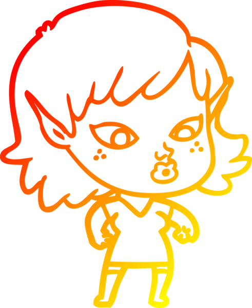 Bir insan tarafından çizilmiş güzel bir elf kızı çizimi.