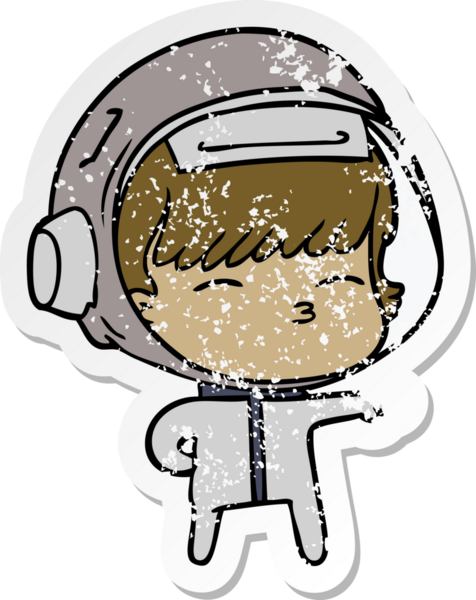 Bir insan tarafından çizilmiş garip bir astronotun sıkıntılı çıkartması.